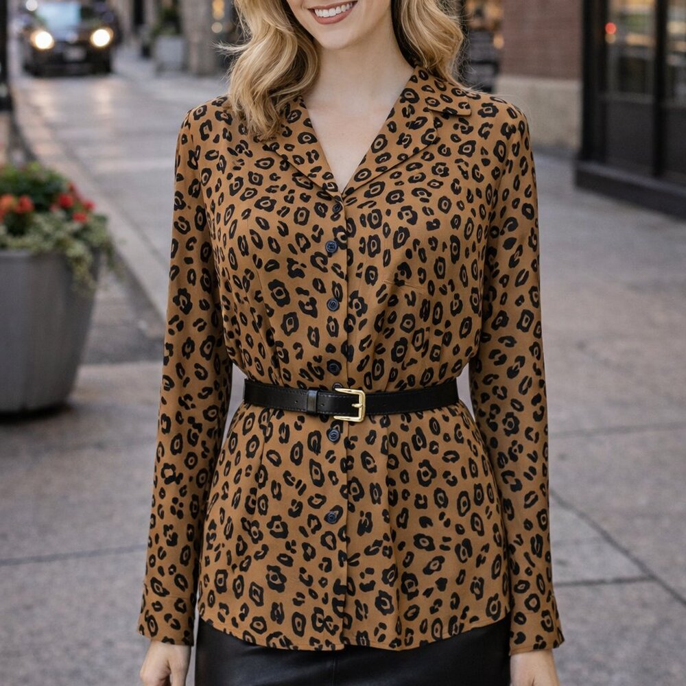 NWOT Who What Wear Leopard Print Blouse